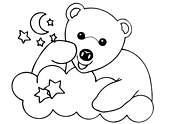 coloriage nounours dans son nuage